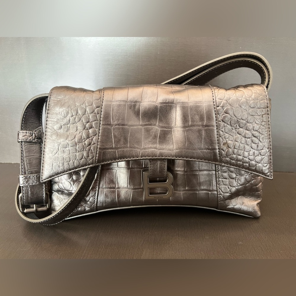 Balenciaga Croc Silver Shoulder Bag